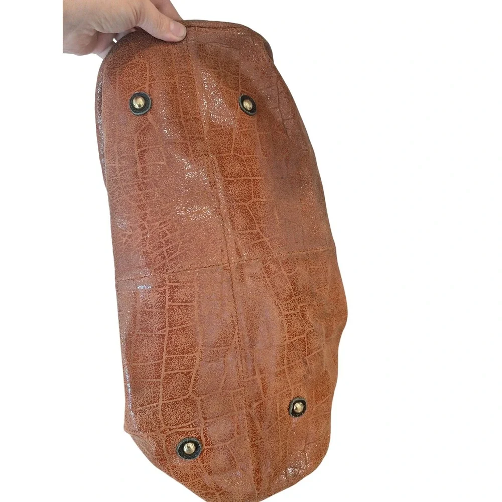 Lola Bernard Modena Rust Croc Embossed Leather Purse Shoulder Bag Handbag‎
